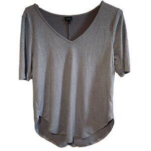 Torrid Womens Metallic Silver V-Neck Short Sleeve Top Size 2 Polyester Blend